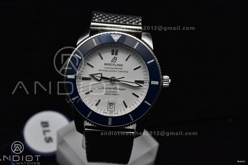 Bracelet Mesh BLSF Bezel SS White Dial II Heritage Ceramic A on 1186 SuperOcean SS Blue WellDesigned 42mm 0731